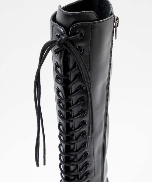 WEGO(ウィゴー)の「WEGO/レースアップロングブーツ(ブーツ・レディース・ブラック・MEDIUM/LARGE)」の6枚目の写真