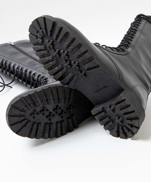 WEGO(ウィゴー)の「WEGO/レースアップロングブーツ(ブーツ・レディース・ブラック・MEDIUM/LARGE)」の7枚目の写真