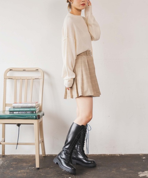 WEGO(ウィゴー)の「WEGO/レースアップロングブーツ(ブーツ・レディース・ブラック・MEDIUM/LARGE)」の13枚目の写真