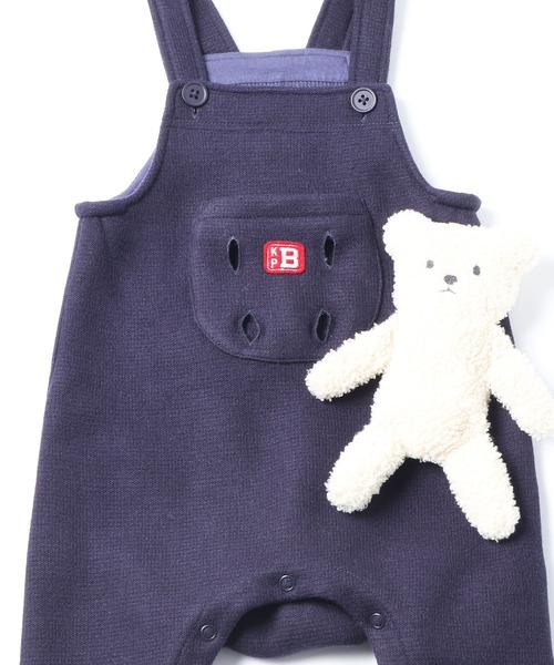 新品未使用 バーバリーロンドン サロペット オーバーオール　クマ　熊　ページュ ダンガリークマさんフェイスサロペット風ロンパースベビー(60