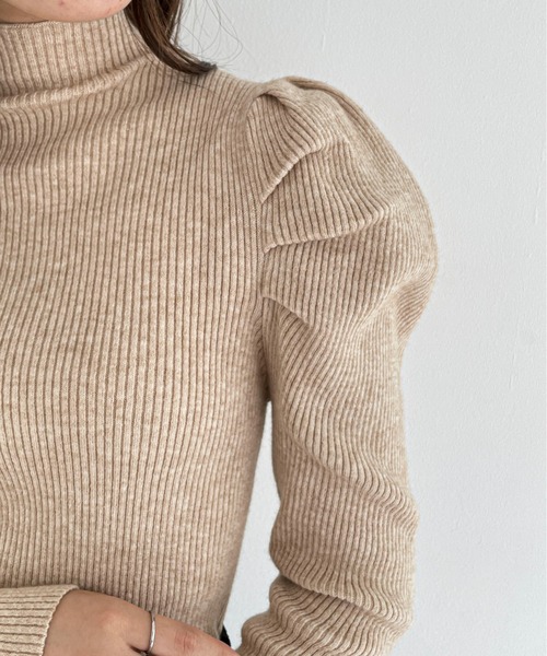 EPIMI E'PIMMY(エピミエピミー)の「ボトルネックパワショルリブニット(ニット/セーター・レディース・オレンジ/ブラック/オフホワイト/ベージュ・MEDIUM)」の7枚目の写真