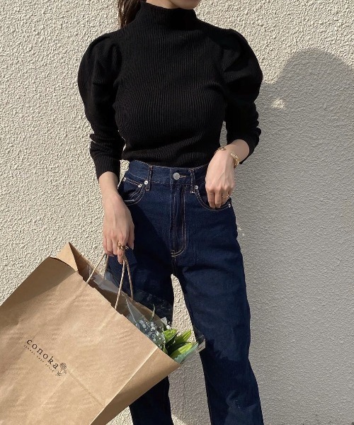 EPIMI E'PIMMY(エピミエピミー)の「ボトルネックパワショルリブニット(ニット/セーター・レディース・オレンジ/ブラック/オフホワイト/ベージュ・MEDIUM)」の18枚目の写真