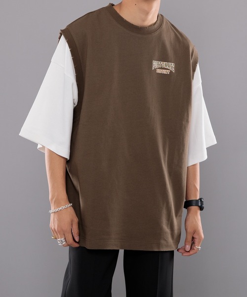 kutir(クティール)の「カレッジロゴカットベスト(ベスト・メンズ・チャコールグレー/ダークブラウン/グリーン・MEDIUM/LARGE)」の21枚目の写真