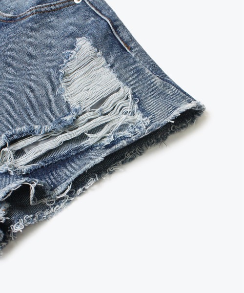 one way(ワンウェイ)の「【oneway Jeans】ダメージハイウエストショーパン(デニムパンツ・レディース・ライトブルー/ブラック/ライトピンク・S/M)」の8枚目の写真