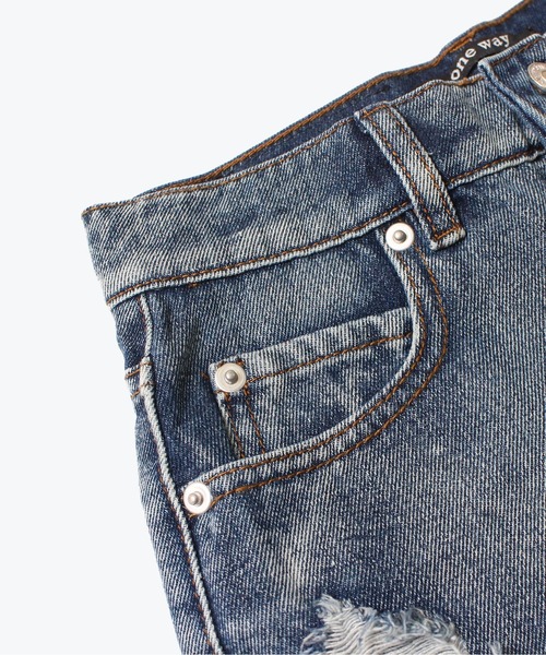 one way(ワンウェイ)の「【oneway Jeans】ダメージハイウエストショーパン(デニムパンツ・レディース・ライトブルー/ブラック/ライトピンク・S/M)」の9枚目の写真