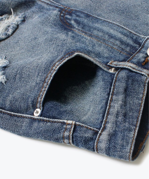 one way(ワンウェイ)の「【oneway Jeans】ダメージハイウエストショーパン(デニムパンツ・レディース・ライトブルー/ブラック/ライトピンク・S/M)」の11枚目の写真