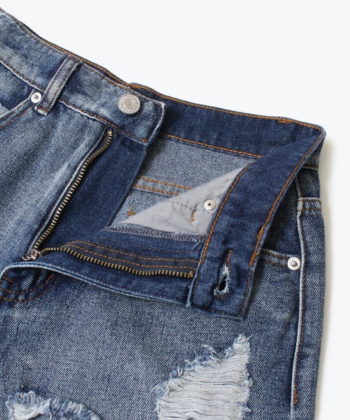 one way(ワンウェイ)の「【oneway Jeans】ダメージハイウエストショーパン(デニムパンツ・レディース・ライトブルー/ブラック/ライトピンク・S/M)」の12枚目の写真