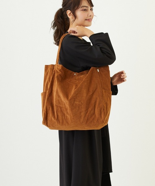 ROOTOTE(ルートート)の「ルートート/洗い加工 コーデュロイ トート NA.ミディアムマルシェ.マイニチ-A(トートバッグ・レディース・グレー/ブラック/カーキ/キャメル/クリーム/レンガ・FREE)」の1枚目の写真