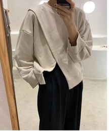 アシンメトリー デザインスウェット トップス