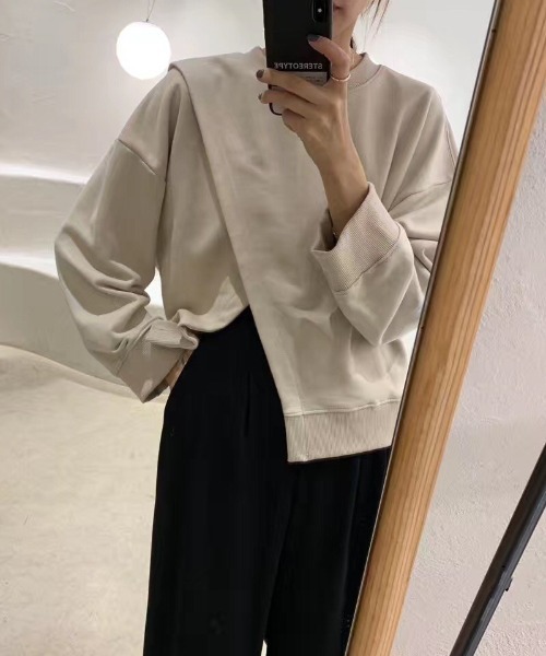 yuue' ( wear )（ユーイ）の「アシンメトリー デザインスウェット トップス（スウェット・レディース・ブラック/ベージュ・FREE）」の14枚目の写真