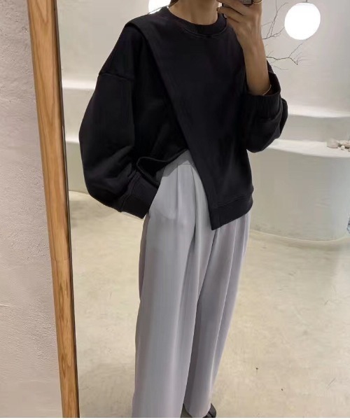 yuue' ( wear )（ユーイ）の「アシンメトリー デザインスウェット トップス（スウェット・レディース・ブラック/ベージュ・FREE）」の19枚目の写真