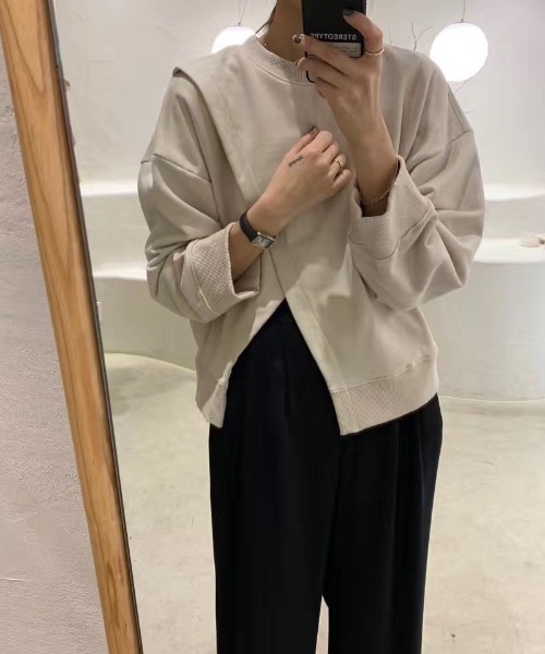 yuue' ( wear )（ユーイ）の「アシンメトリー デザインスウェット トップス（スウェット・レディース・ブラック/ベージュ・FREE）」の10枚目の写真