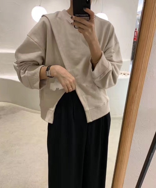 yuue' ( wear )（ユーイ）の「アシンメトリー デザインスウェット トップス（スウェット・レディース・ブラック/ベージュ・FREE）」の5枚目の写真