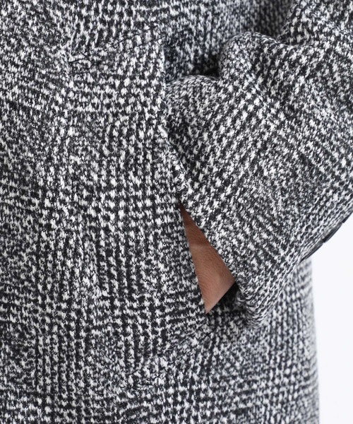 TETE HOMME（テットオム）の「グレンチェックニットフリーススタンドカラーコート（トレンチコート・メンズ・ブラック/グレー・LARGE/MEDIUM/X-LARGE）」の9枚目の写真
