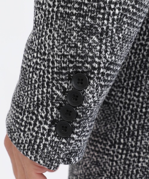 TETE HOMME（テットオム）の「グレンチェックニットフリーススタンドカラーコート（トレンチコート・メンズ・ブラック/グレー・LARGE/MEDIUM/X-LARGE）」の10枚目の写真