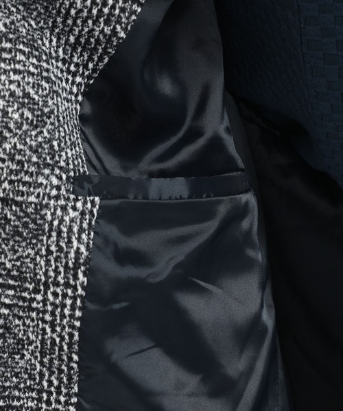 TETE HOMME（テットオム）の「グレンチェックニットフリーススタンドカラーコート（トレンチコート・メンズ・ブラック/グレー・LARGE/MEDIUM/X-LARGE）」の12枚目の写真