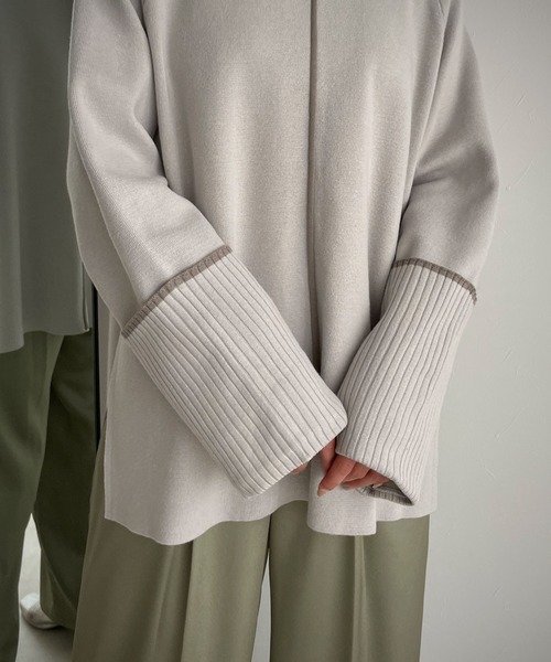 &g'aime(アンジェム)の「【&g’aime】ハイネックフロントパイピングニット(ニット/セーター・レディース・ライトグレー/ブラック/ブルー・FREE)」の16枚目の写真