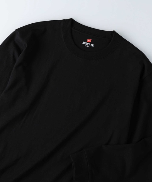 HANES(ヘインズ)の「HANES(ヘインズ)「BEEFY」パックTシャツ ロングスリーブ(Tシャツ/カットソー・メンズ・ホワイト/ブラック/グレー・S/M/L/XL)」の1枚目の写真