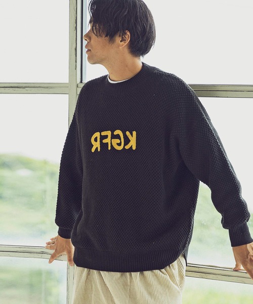 KAGAFURI KAMAKURA(カガフリカマクラ)の「KAGAFURI KAMAKURA(カガフリ カマクラ)KGFRチェーン刺繍ニットプルオーバー(ニット/セーター・メンズ・ブラック/ベージュ・M/L)」の6枚目の写真