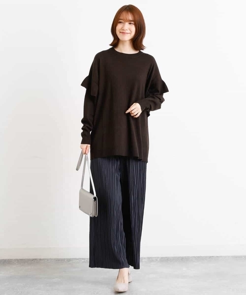MK MICHEL KLEIN（エムケーミッシェルクラン）の「プリーツワイドパンツ/洗える（その他パンツ・レディース・ダークグレー/ブラウン・38）」の6枚目の写真