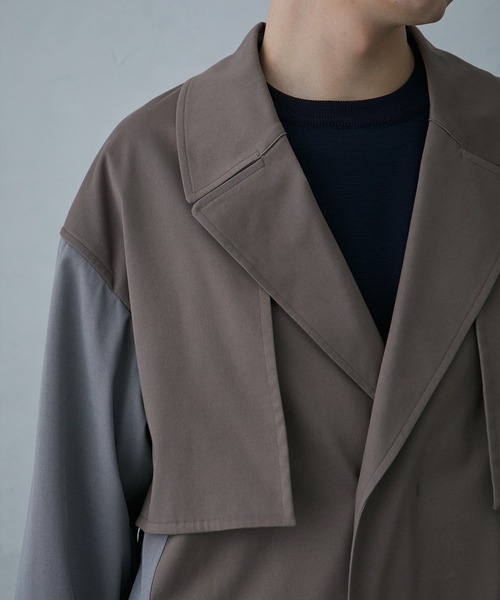 【超美品】PUBLC TOKYO ブロッキングオーバーフラップコート PUBLIC TOKYO（パブリックトウキョウ）の「ブロッキングオーバー