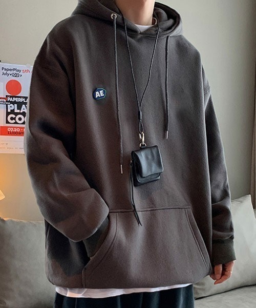 MGV(エムジーヴィー)の「‘AE‘ワンポイントオーバーサイズパーカー(パーカー・メンズ・ホワイト/ブラック/グレー/ブルー/ダークグレー・MEDIUM/LARGE/X-LARGE)」の9枚目の写真