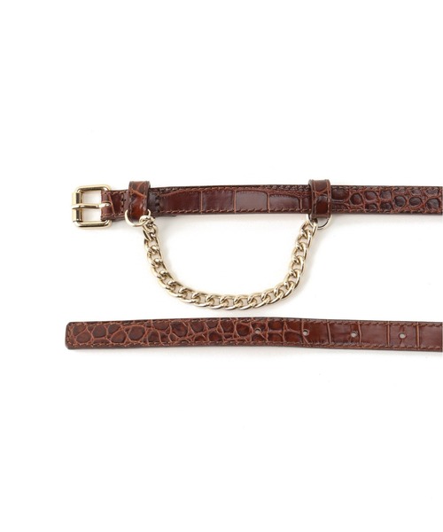 Spick & Span（スピックアンドスパン）の「#【LEFIJE】型押しチェーンベルト（ベルト・レディース・ブラック/ブラウン・80）」の5枚目の写真