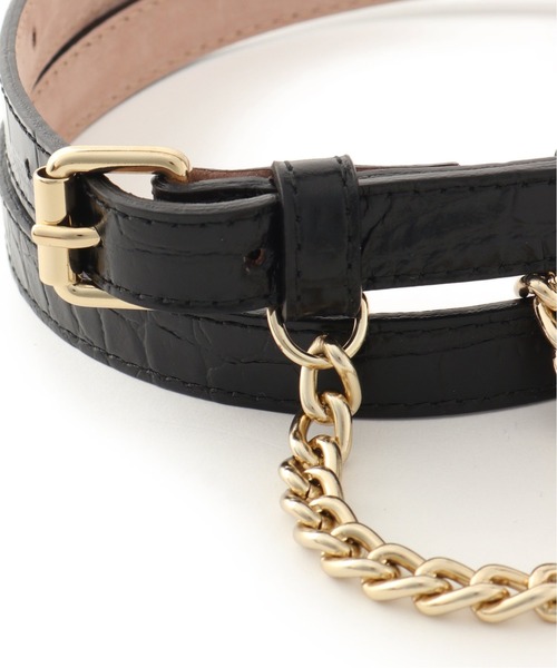 Spick & Span（スピックアンドスパン）の「#【LEFIJE】型押しチェーンベルト（ベルト・レディース・ブラック/ブラウン・80）」の4枚目の写真