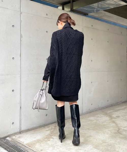 DouDou（ドゥドゥ）の「タートルロングチュニック（Tシャツ/カットソー・レディース・ブラック/オフホワイト/ライトベージュ・FREE）」の17枚目の写真