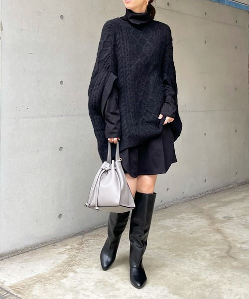 DouDou（ドゥドゥ）の「タートルロングチュニック（Tシャツ/カットソー・レディース・ブラック/オフホワイト/ライトベージュ・FREE）」の15枚目の写真