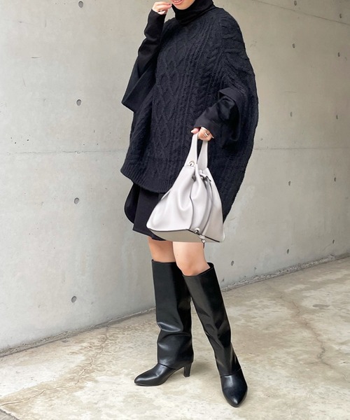 DouDou（ドゥドゥ）の「タートルロングチュニック（Tシャツ/カットソー・レディース・ブラック/オフホワイト/ライトベージュ・FREE）」の14枚目の写真