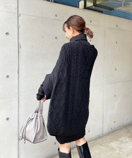 DouDou（ドゥドゥ）の「タートルロングチュニック（Tシャツ/カットソー・レディース・ブラック/オフホワイト/ライトベージュ・FREE）」の12枚目の写真