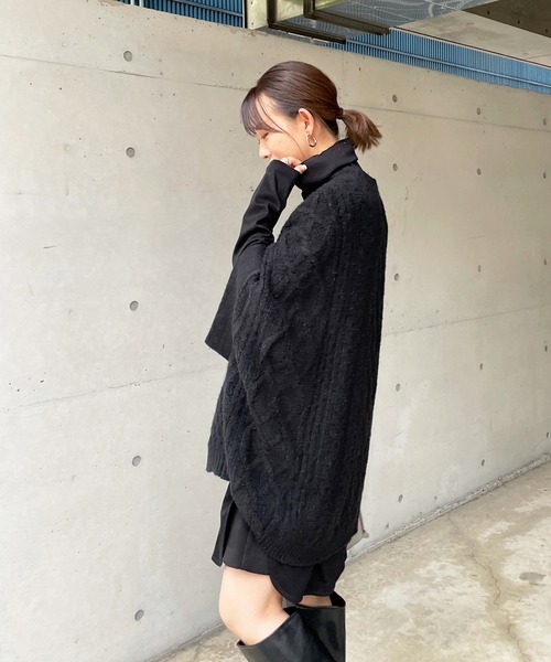 DouDou（ドゥドゥ）の「タートルロングチュニック（Tシャツ/カットソー・レディース・ブラック/オフホワイト/ライトベージュ・FREE）」の11枚目の写真