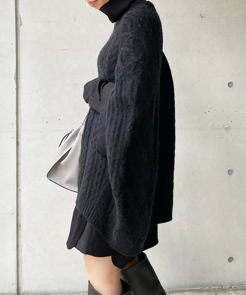 DouDou（ドゥドゥ）の「タートルロングチュニック（Tシャツ/カットソー・レディース・ブラック/オフホワイト/ライトベージュ・FREE）」の9枚目の写真