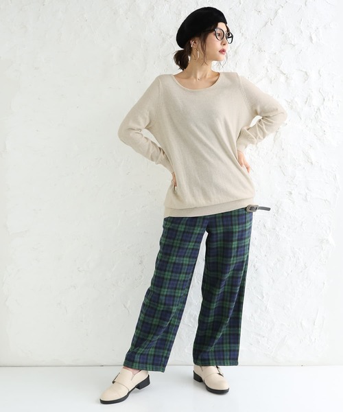 osharewalker（オシャレウォーカー）の「【廃盤】『裏フリースチェック柄ワイドパンツ』（その他パンツ・レディース・ブラック/レッド/ダークグリーン・1/2）」の7枚目の写真