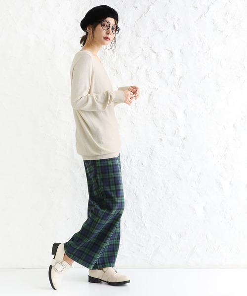 osharewalker（オシャレウォーカー）の「【廃盤】『裏フリースチェック柄ワイドパンツ』（その他パンツ・レディース・ブラック/レッド/ダークグリーン・1/2）」の10枚目の写真
