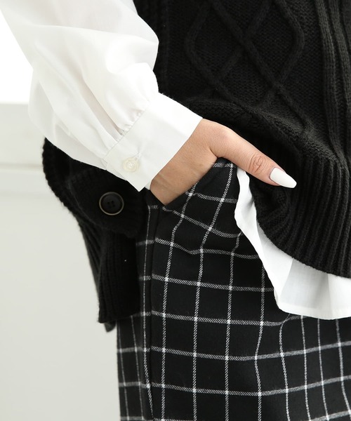osharewalker（オシャレウォーカー）の「【廃盤】『裏フリースチェック柄ワイドパンツ』（その他パンツ・レディース・ブラック/レッド/ダークグリーン・1/2）」の19枚目の写真