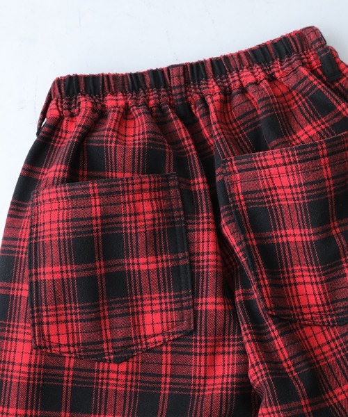 osharewalker（オシャレウォーカー）の「【廃盤】『裏フリースチェック柄ワイドパンツ』（その他パンツ・レディース・ブラック/レッド/ダークグリーン・1/2）」の6枚目の写真