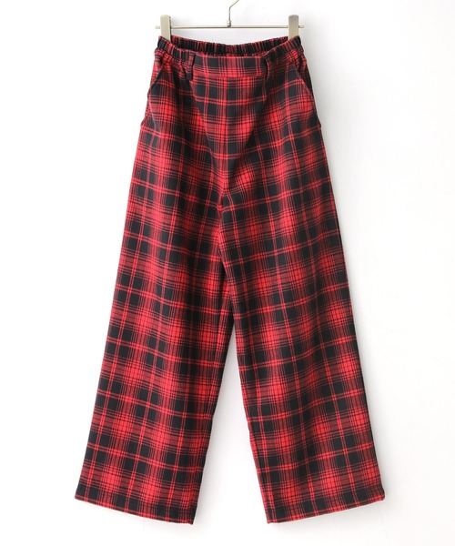 osharewalker（オシャレウォーカー）の「【廃盤】『裏フリースチェック柄ワイドパンツ』（その他パンツ・レディース・ブラック/レッド/ダークグリーン・1/2）」の21枚目の写真