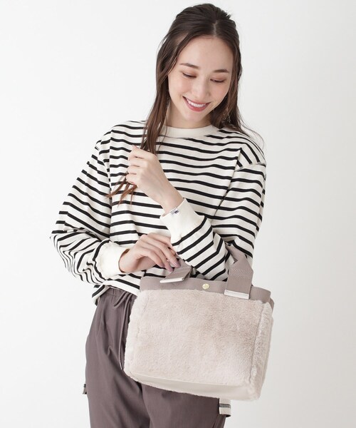 SHOO・LA・RUE（シューラルー）の「◆エコファー＆テープ仕切りトート（トートバッグ・レディース・ベージュ/サンドベージュ/ナチュラル/ピンク系9・00）」の13枚目の写真