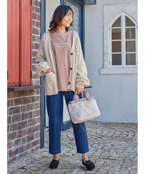 SHOO・LA・RUE（シューラルー）の「◆エコファー＆テープ仕切りトート（トートバッグ・レディース・ベージュ/サンドベージュ/ナチュラル/ピンク系9・00）」の21枚目の写真