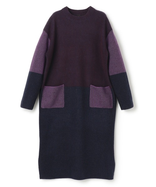 美品 ピーエスポールスミス ウールカシミヤカラーブロックニットワンピース M PS Paul Smith（ピーエスポールスミス）の「【洗える】ウールカシミヤ