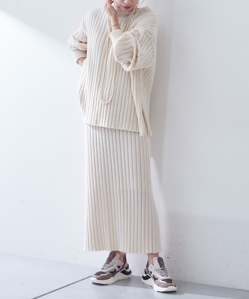COLLAGE GALLARDAGALANTE（コラージュガリャルダガランテ）の「女性らしさ満点のリブニットセットアップ（セットアップ・レディース・オフホワイト/ミント・FREE）」の20枚目の写真