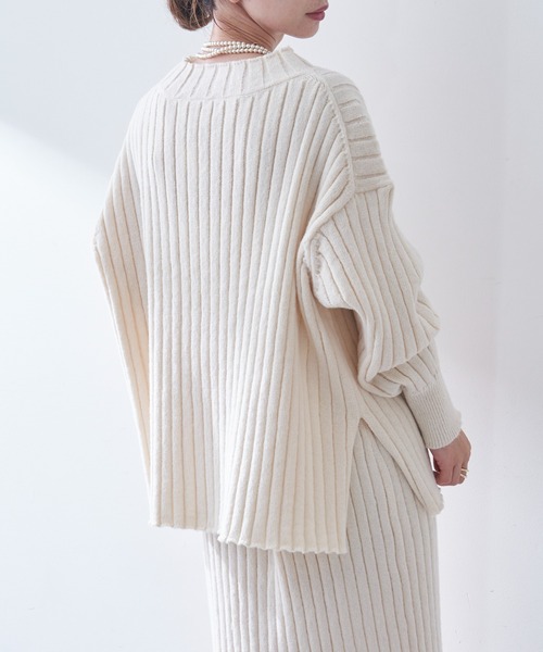 COLLAGE GALLARDAGALANTE（コラージュガリャルダガランテ）の「女性らしさ満点のリブニットセットアップ（セットアップ・レディース・オフホワイト/ミント・FREE）」の12枚目の写真