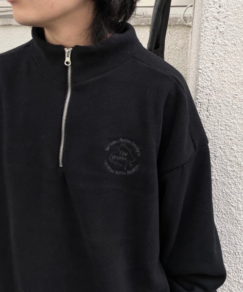 WHO'S WHO gallery（フーズフーギャラリー）の「【KOOKY'N/クーキー】BRONXフリースハーフジップ（Tシャツ/カットソー・メンズ・ブラック/ネイビー/グレー/グリーン/クリーム/マスタード・FREE）」の16枚目の写真