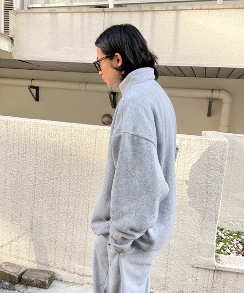 WHO'S WHO gallery（フーズフーギャラリー）の「【KOOKY'N/クーキー】BRONXフリースハーフジップ（Tシャツ/カットソー・メンズ・ブラック/ネイビー/グレー/グリーン/クリーム/マスタード・FREE）」の21枚目の写真