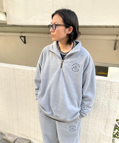 WHO'S WHO gallery（フーズフーギャラリー）の「【KOOKY'N/クーキー】BRONXフリースハーフジップ（Tシャツ/カットソー・メンズ・ブラック/ネイビー/グレー/グリーン/クリーム/マスタード・FREE）」の19枚目の写真