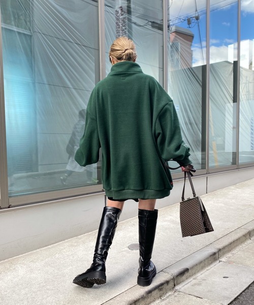 WHO'S WHO gallery（フーズフーギャラリー）の「【KOOKY'N/クーキー】BRONXフリースハーフジップ（Tシャツ/カットソー・メンズ・ブラック/ネイビー/グレー/グリーン/クリーム/マスタード・FREE）」の13枚目の写真