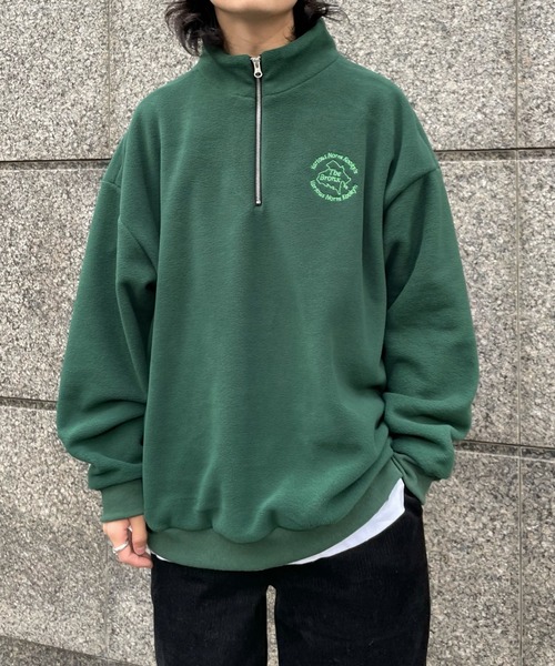 WHO'S WHO gallery（フーズフーギャラリー）の「【KOOKY'N/クーキー】BRONXフリースハーフジップ（Tシャツ/カットソー・メンズ・ブラック/ネイビー/グレー/グリーン/クリーム/マスタード・FREE）」の9枚目の写真