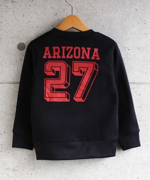 THE CASUAL（カジュアル）の「裏起毛プリントクルーネックトレーナー キッズ（スウェット・キッズ・モカ/ベージュ/ミント/チャコール/ネイビー/ブラック/オートミール/杢グレー/カーキ/ブラウン・120cm/160cm/130cm/150cm/110cm/140cm/100cm）」の2枚目の写真